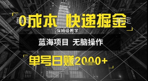 0成本快递掘金玩法，日入1k+，小白30分钟上手，收益嘎嘎猛【揭秘】-第一资源库