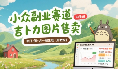 小众副业赛道 吉卜力图片售卖 单日2张+ AI一键生成【附教程】-第一资源库