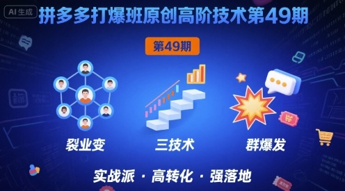 拼多多打爆班原创高阶技术第49期，拼多多裂变+阶梯+群爆-第一资源库