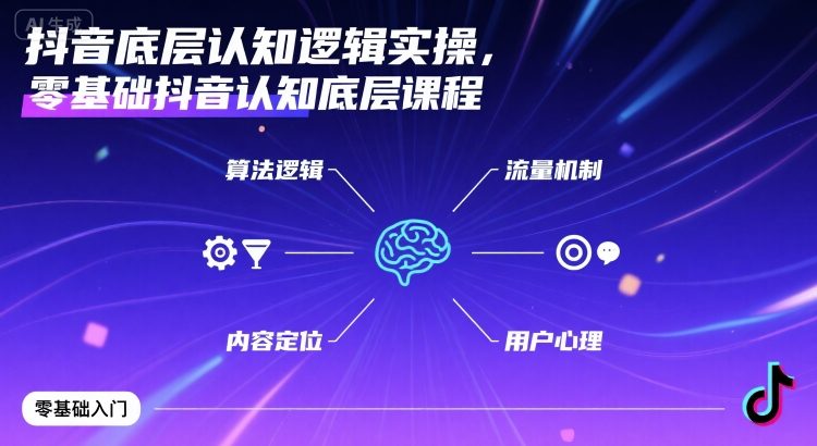 抖音底层认知逻辑实操，零基础抖音认知底层课程-第一资源库