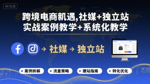 跨境电商新机遇，社媒+独立站，实战案例教学+系统化教学-第一资源库