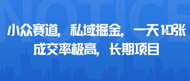 小众赛道，私域掘金，一天多张，成交率极高，长期项目-第一资源库