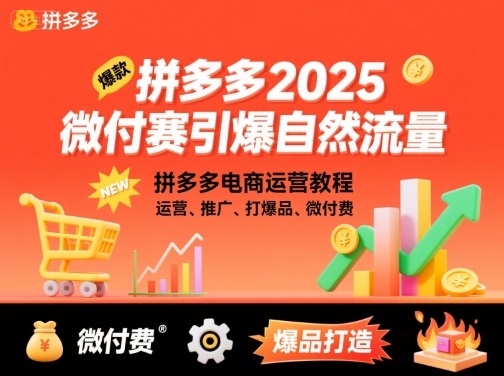 拼多多2025微付赛引爆自然流量，拼多多电商运营教程，运营、推广、打爆品、微付费-第一资源库