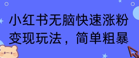 小红书无脑快速涨粉变现玩法，简单粗暴-第一资源库
